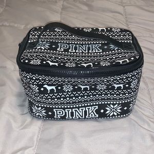PINK Holiday Theme Cosmetics Bag